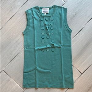 Women’s Akris Punto Blue-Green Sleeveless Top with Circle Accents